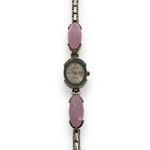 Alex L Silver Toned Ladies Watch With Pink Stones - Picture 2 of 5